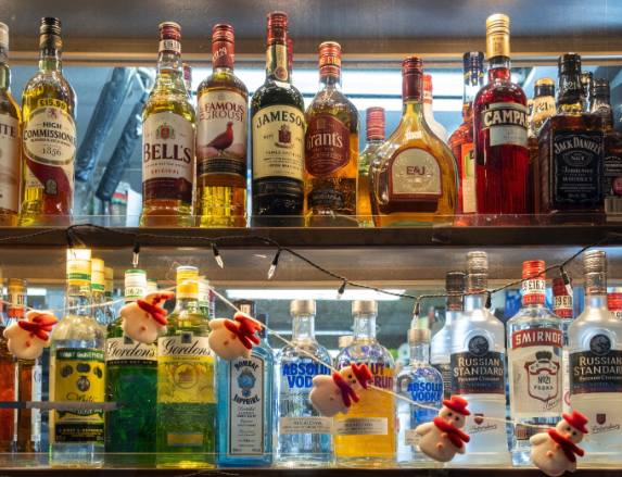 Top shelf alcohol on display